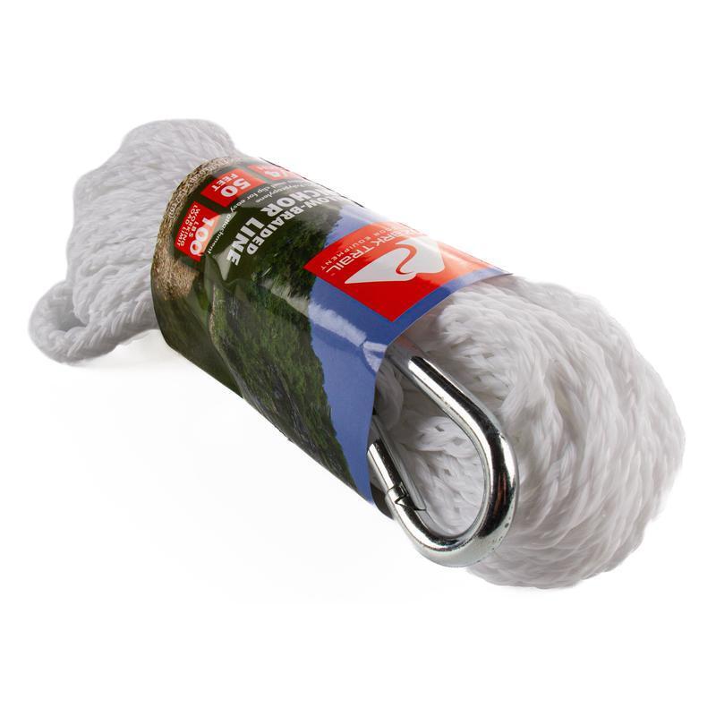 50ft Braided Polypropylene Anchor Line W/ Snap Hook Durable Rot-Resistant Rope