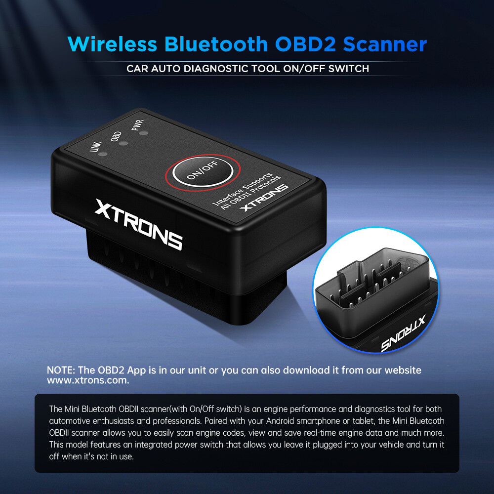 Mini Diagnostics Scanner OBD2 II Bluetooth Auto Power Switch Tools For Android
