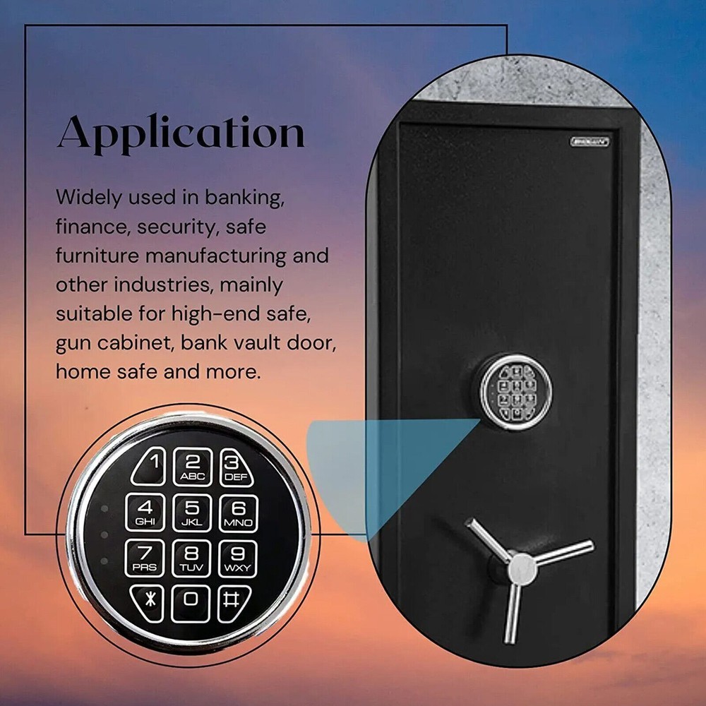 Gun Safe lock Replacement Chrome Keypad include 2 Override Keys &Solenoid Lock