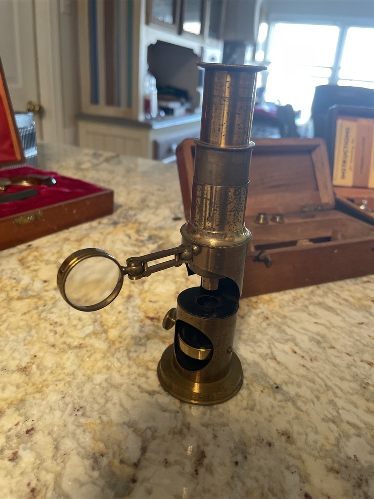 Antique Brass Field Pocket Microscope