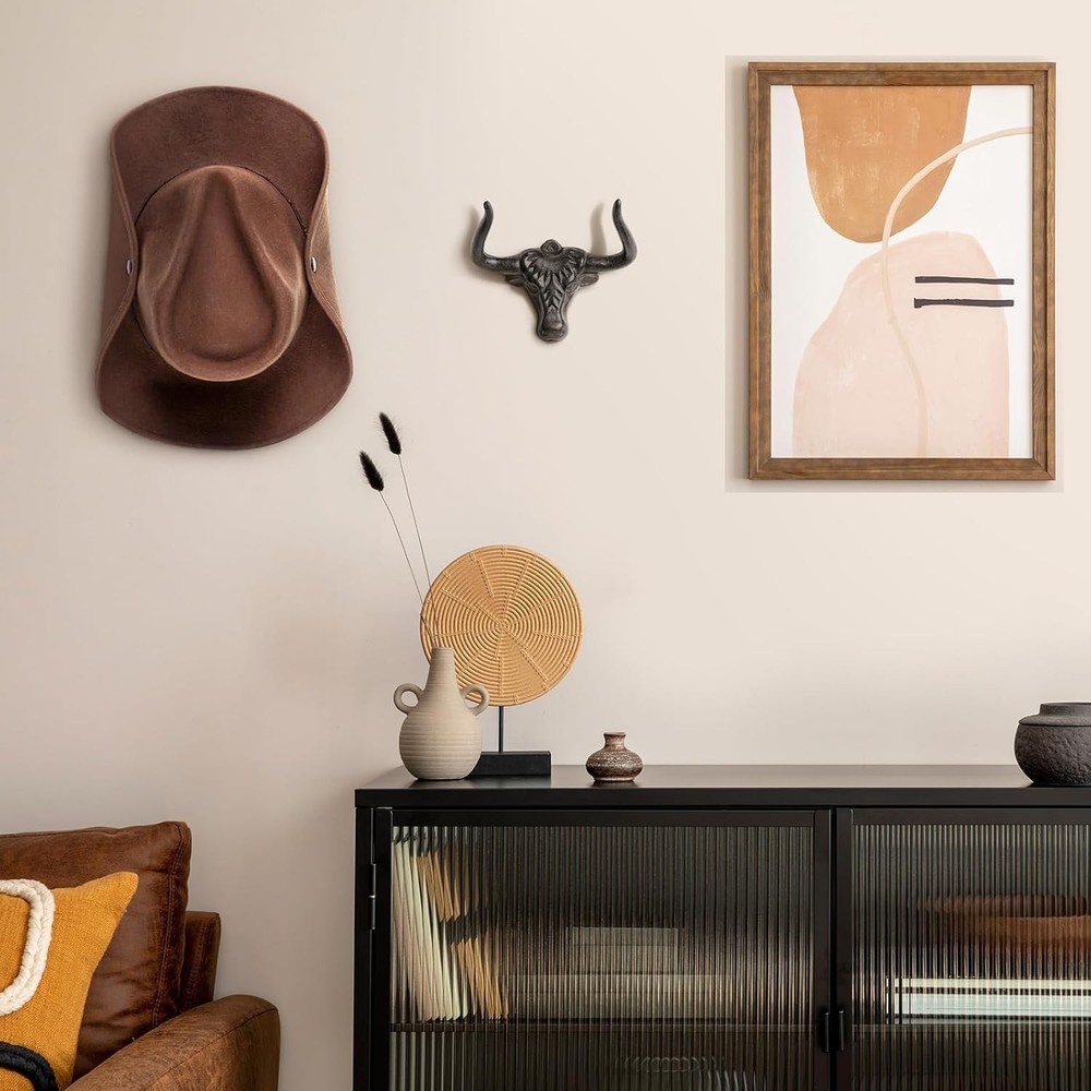 Cowboy Hat Rack for Wall 2 Pack Hook Cast 2 Pack, Antique Rust