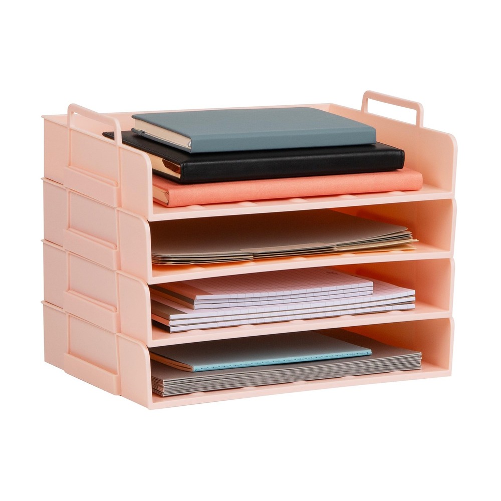 Stackable Paper Tray, Desktop Organizer, File Storage, Office, Plastic, 13.75...