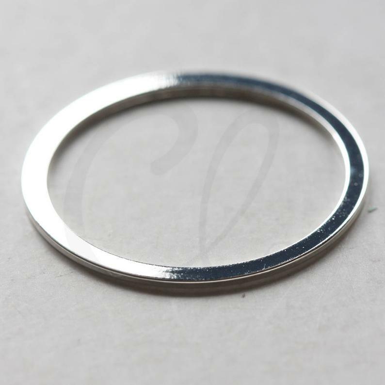 One Piece Silver Plated Brass Base Flat CLOSED Ring-Link-Loop 40x2mm (3604C)