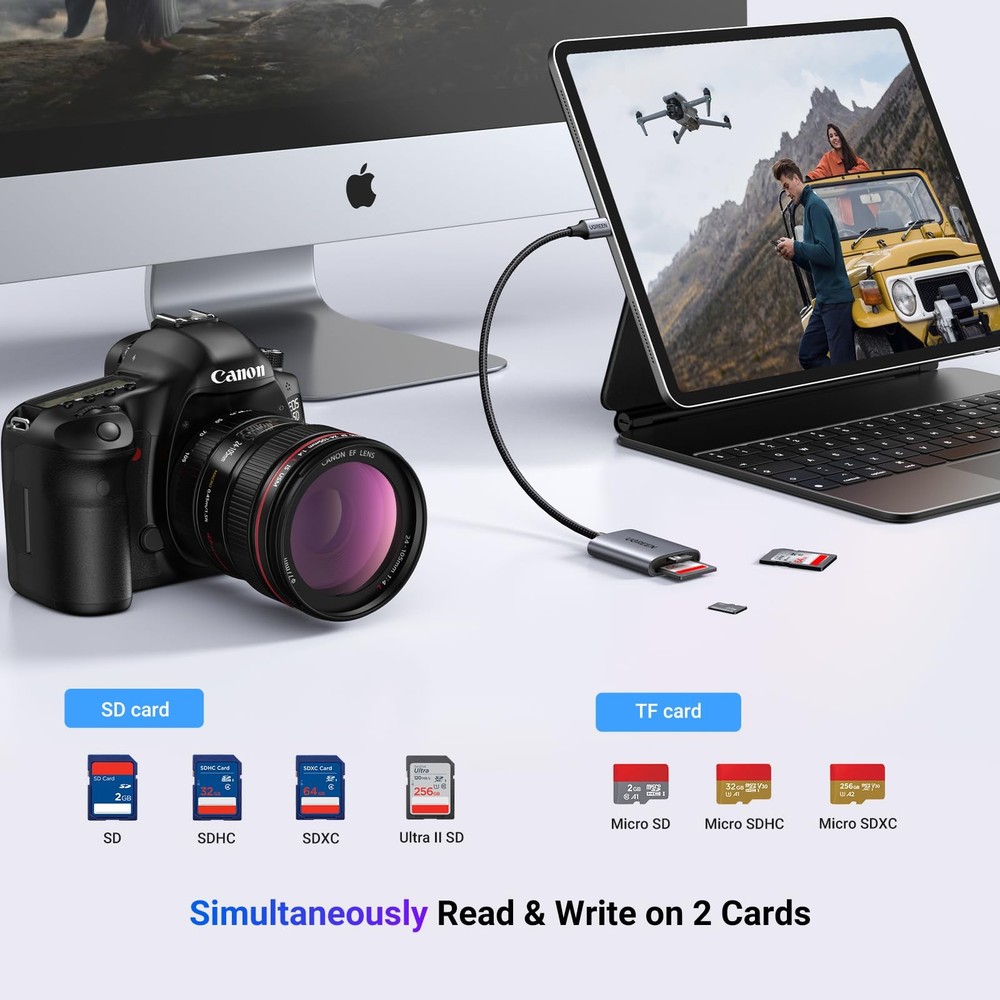 UGREEN USB C SD Card Reader, 2-in-1 Micro Memory Reader for TF Gray