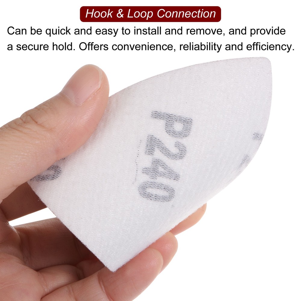 120pcs 240 Grits 80mm Aluminum Oxide Triangular Hook & Loop Sandpapers Pads
