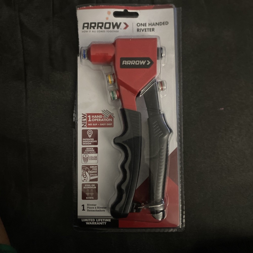 Arrow One Handed Riveter Tool Quick Change Color Coded Rivet Heads Model RT188M