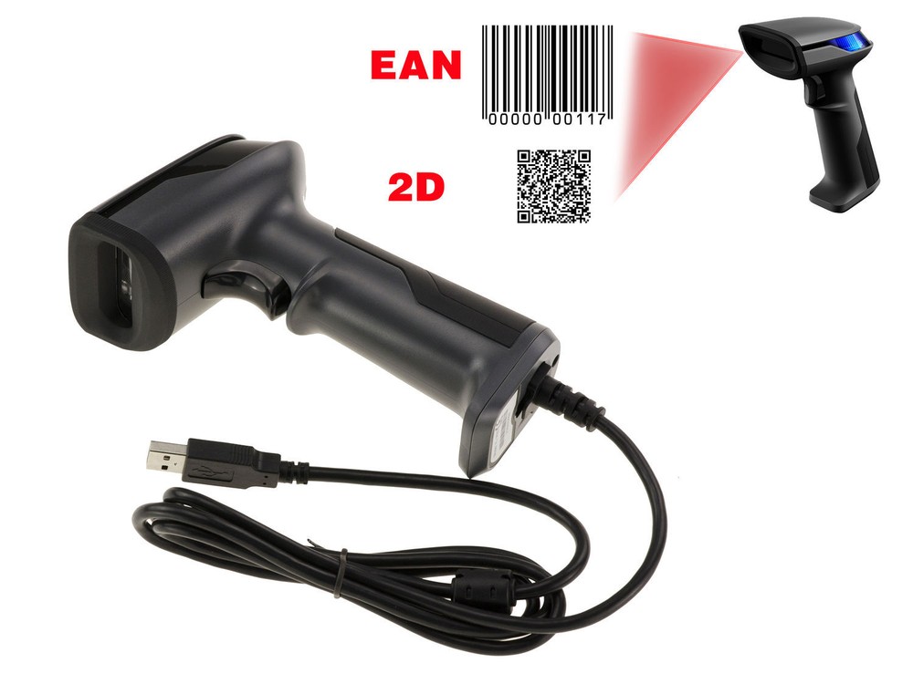 Douchette USB Lecteur Codes Barres 1D UPC EAN GS1 2D QR Code DataMatrix