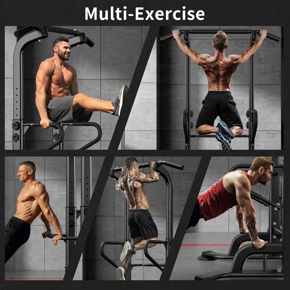 Power Tower 11 Height Adjustable Pull Up Bar & Dip Station Multi-Function