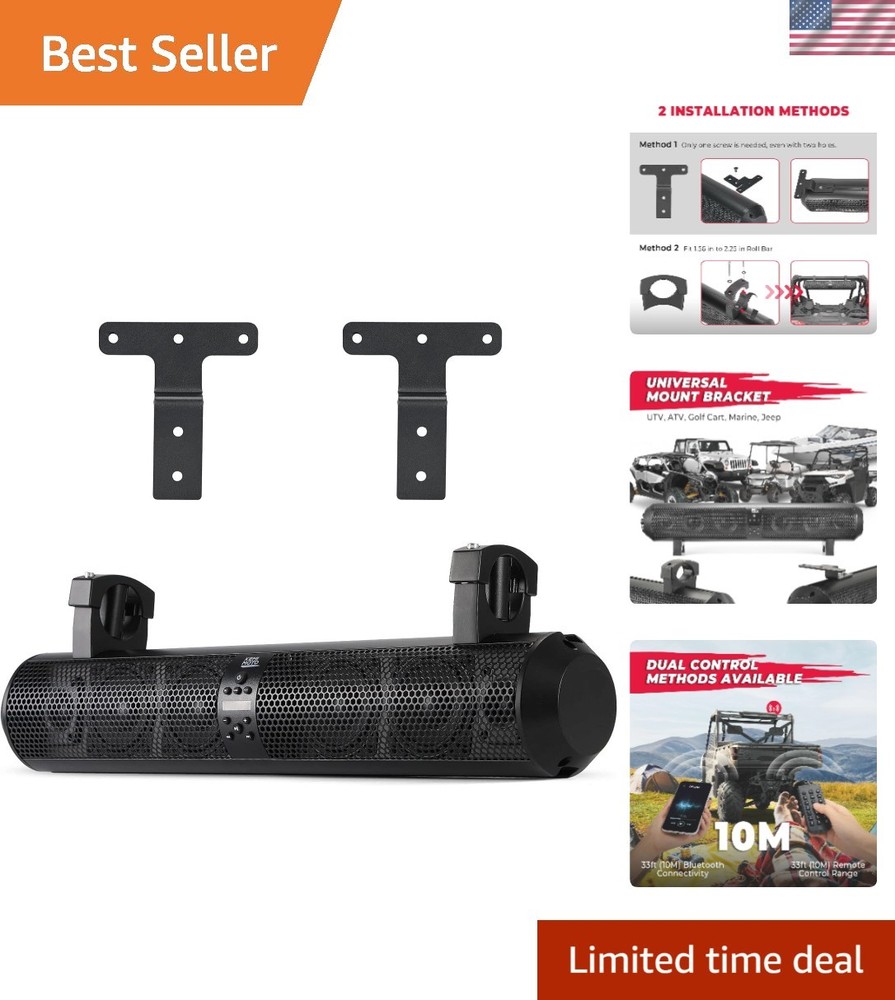 Waterproof 28” Sound Bar for UTVs & Golf Carts with Remote Control & Bluetooth