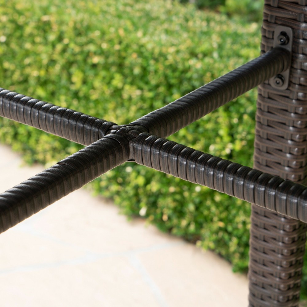 Patricia Outdoor 5 Piece Multi-brown Wicker Round Bar Table Set