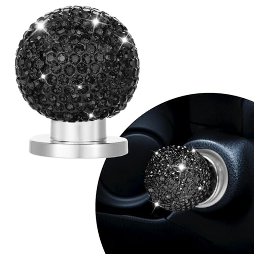 Bling Car Push Start Button Cover, Automotive Replacement Pushbutton Black