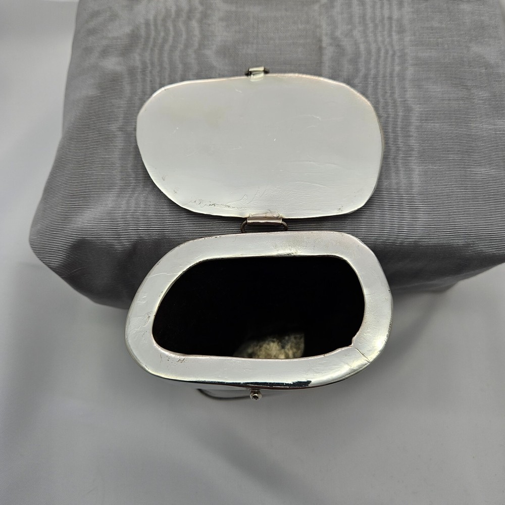 Silver Plate & Natural Horn Container Handcrafted / Hand Made