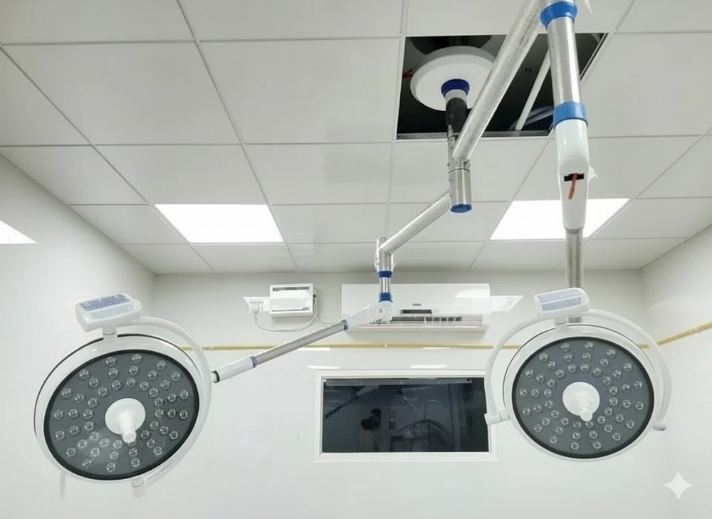 Double Dome OT LED Light 48 + 48 LED's Operation Theatre Digital Control Panel