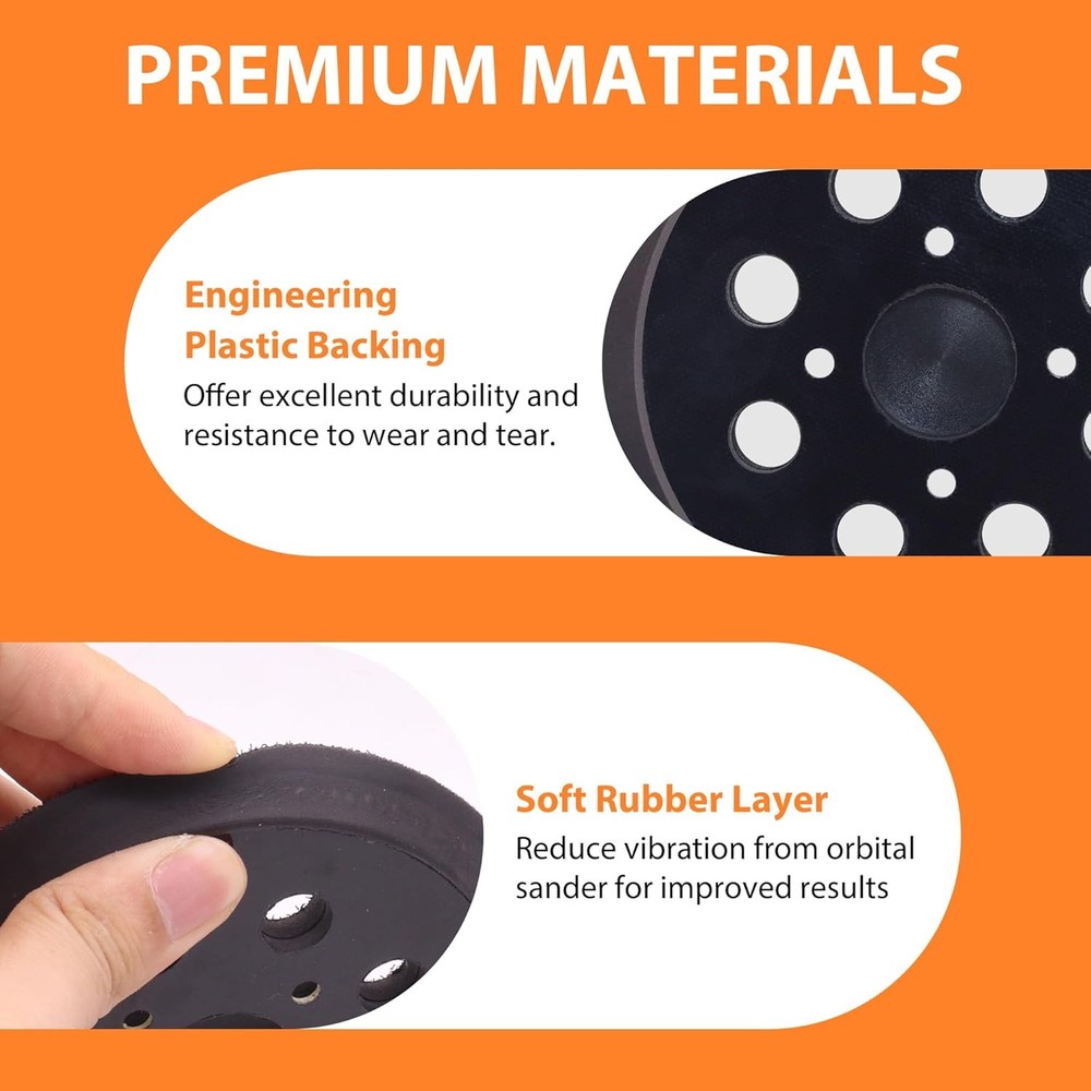 5-Inch Sander Replacement Pad, Universal Hook and Loop Orbital Sander Backing Pa