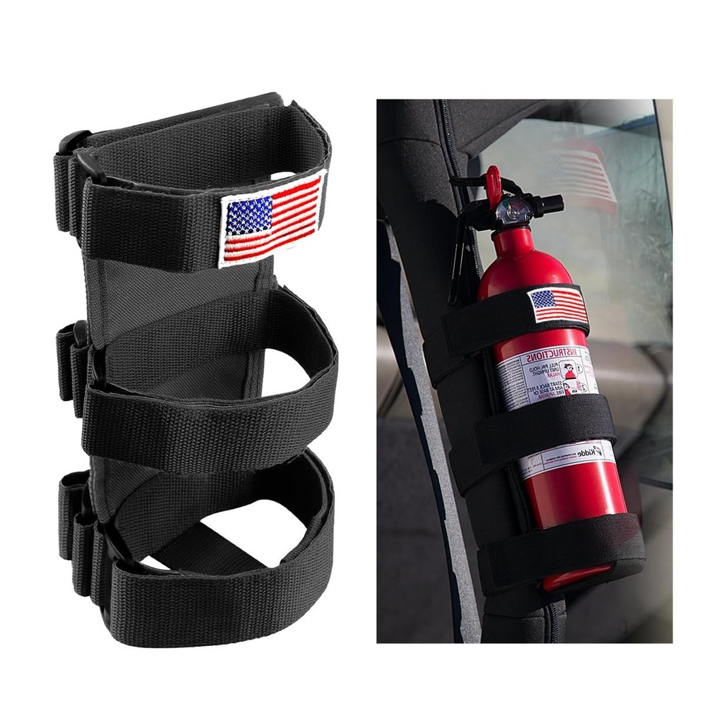 Gasedin Fire Extinguisher Holder, Adjustable Roll Bar Black, 1 PCS