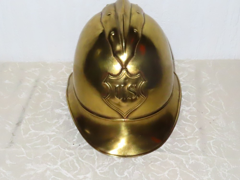Fire Helmet Brass Helmet 'US' Around 1900 ! N19