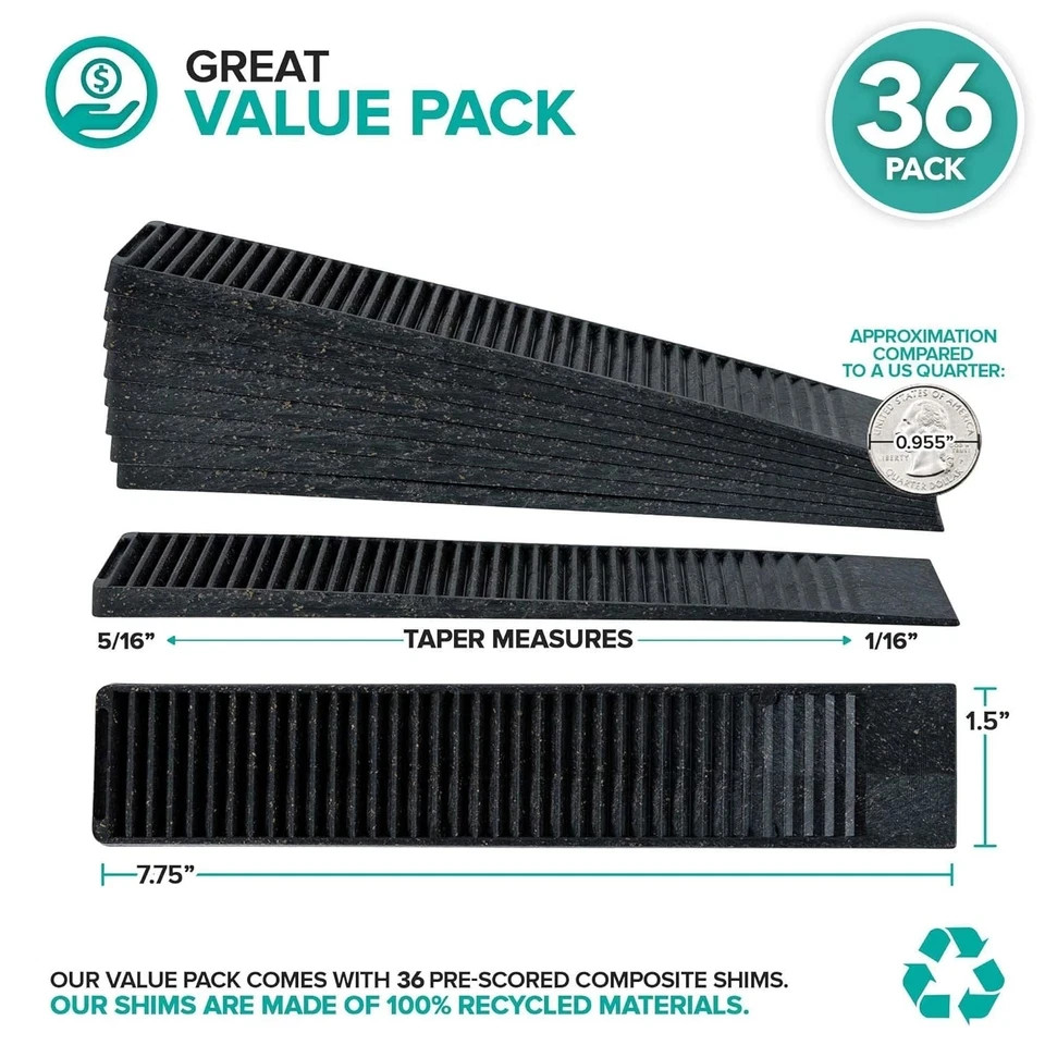 Composite Shims (36 Pack) - Hard for Home Improvement - Black