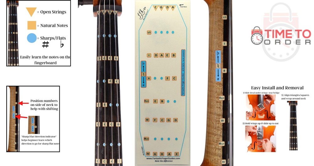 Cello Finger Guide Stickers for Learning Notes 4/4 Size Beginner to Intermediate