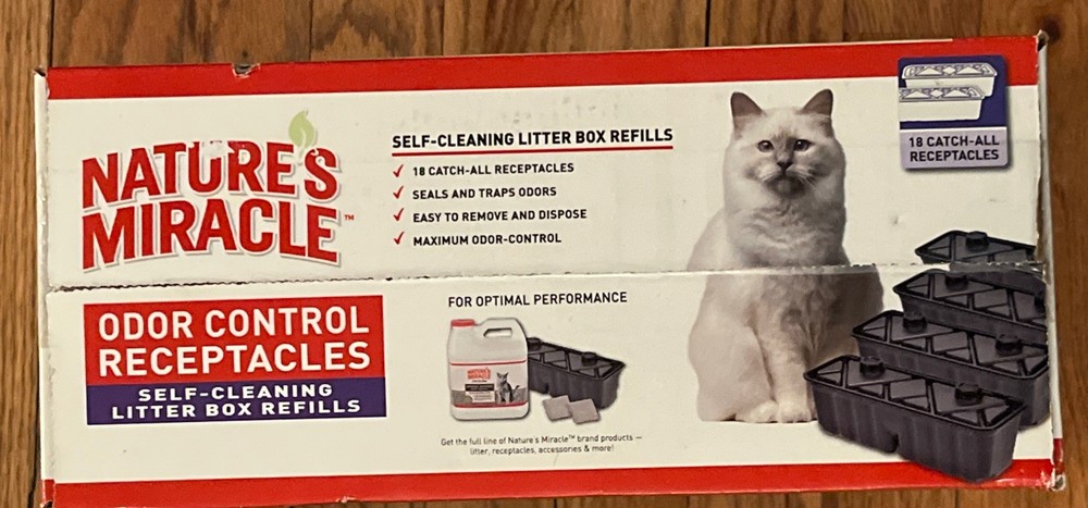 Nature’s Miracle Odor Control Receptacles Self Cleaning Litter Box Refills 18 Ct