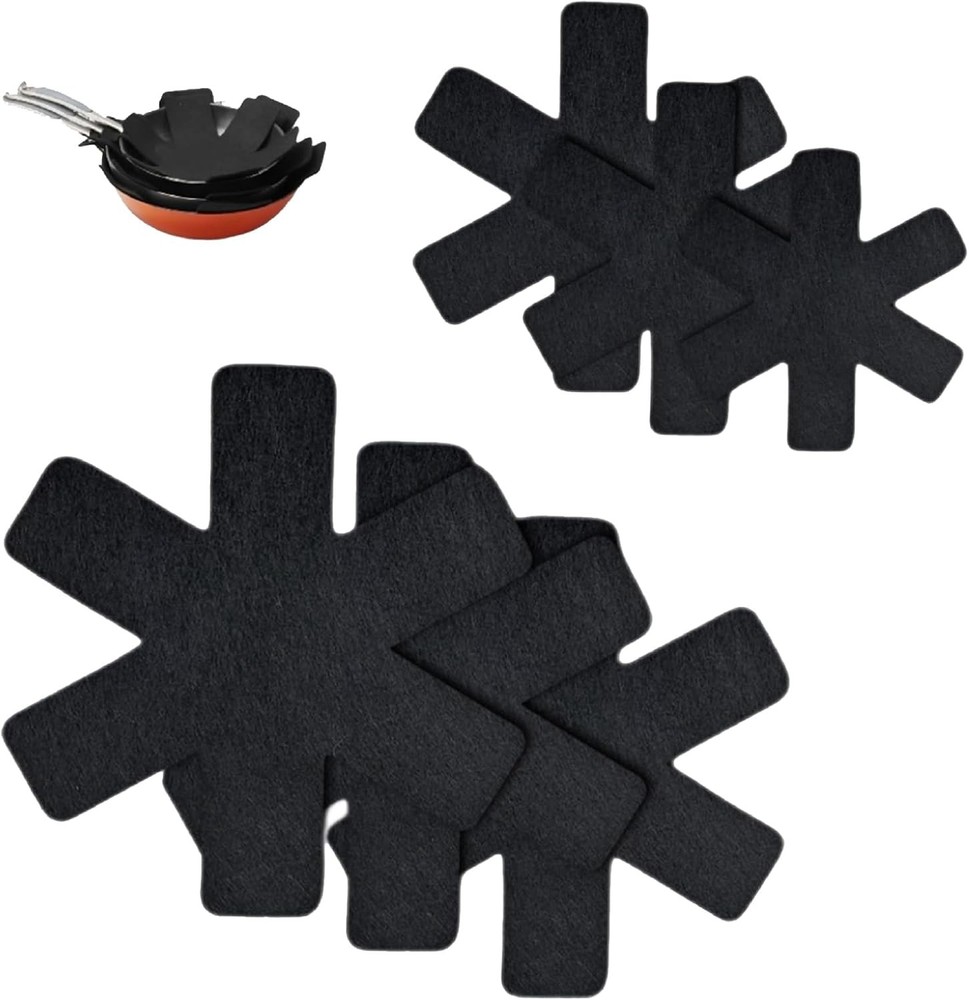 6Pcs Pot and Pan Protectors, 6 Different Sizes Thicker Protectors Black