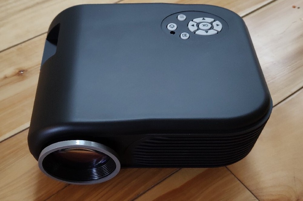 Black Mini Projector TV stick LED wired details in gallery