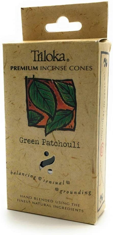 Green Patchouli Incense Cones with Holder - 20 grams