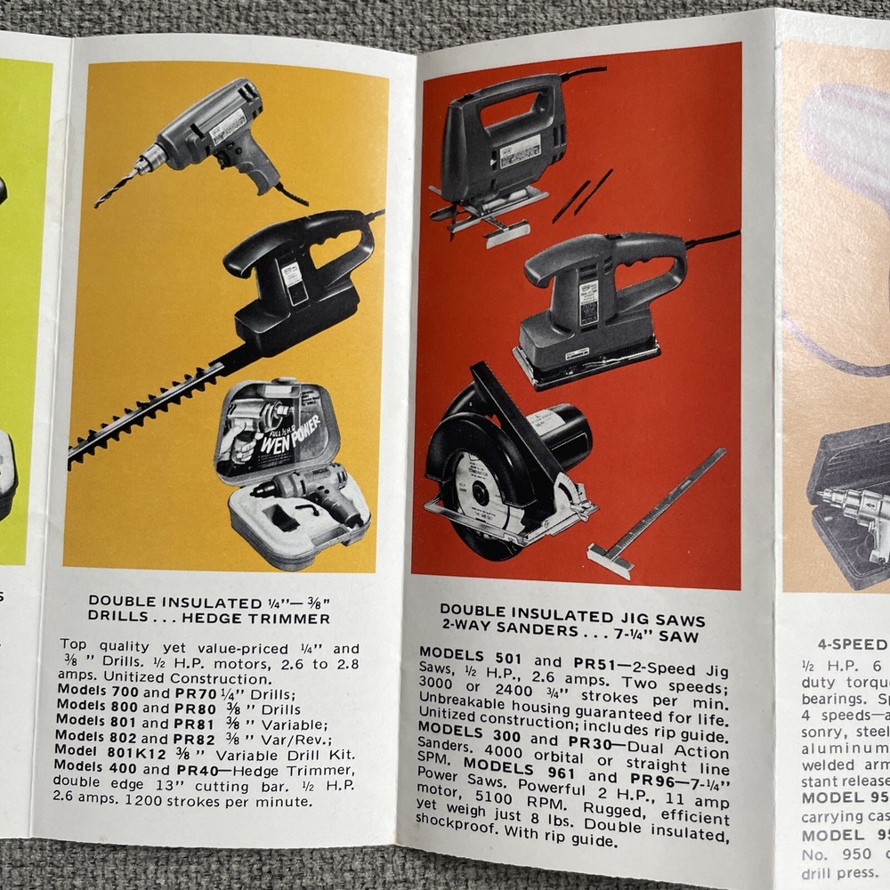 Vintage 1972 WEN Power Tools Fold Out Brochure/Catalog