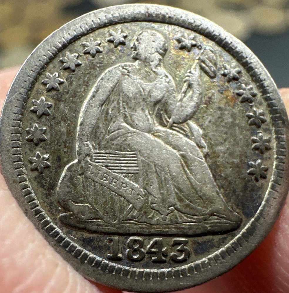 1843 Seated Liberty Half Dime VF