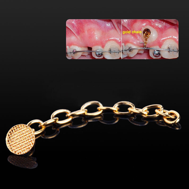 Dental Ortho Plated Traction Buttons Chain Tectangular Mesh Base Lingual Base