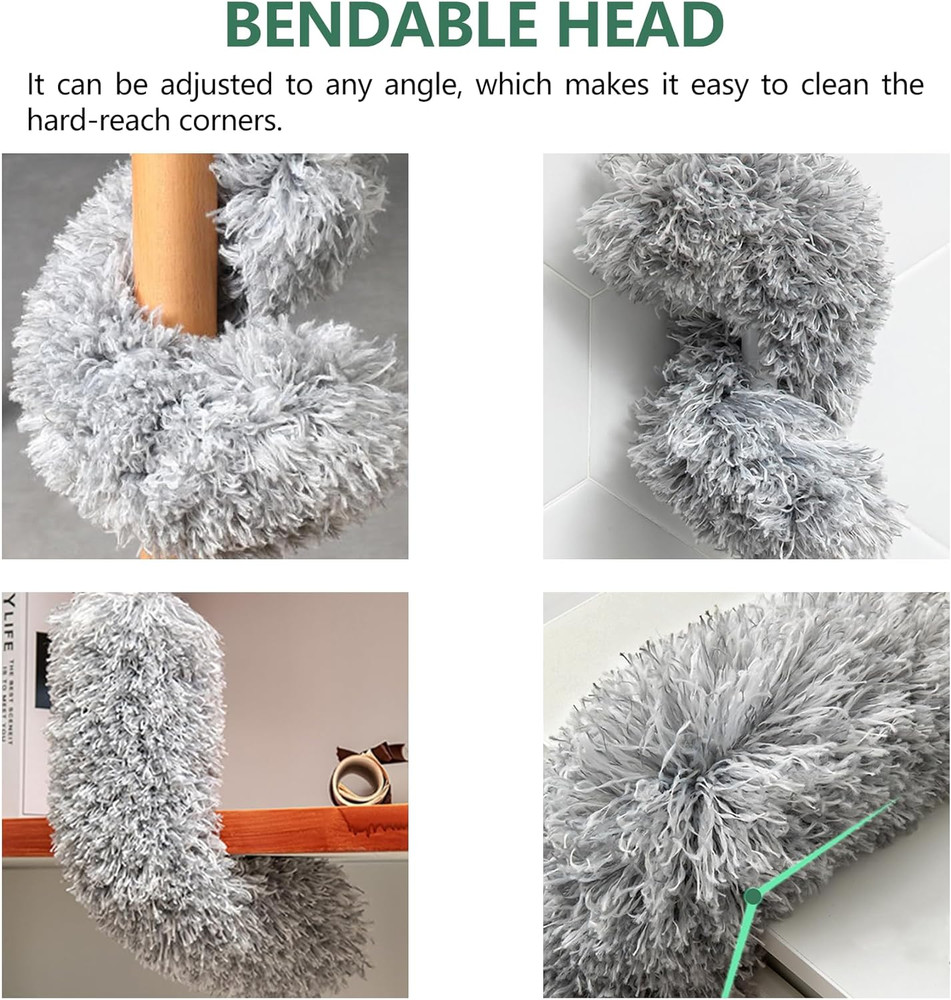 Extra-Long Dusters Extension Pole for Cleaning, Bendable Microfiber Head 100"