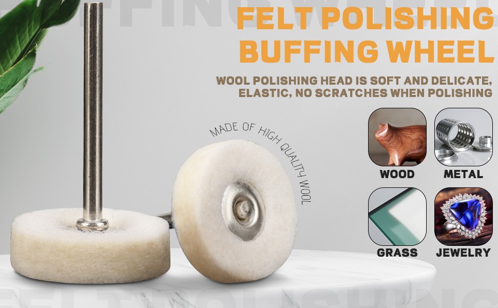 Wool Felt Mini Polishing Brush Wheel Grinding Sanding Head Abrasive Buffing 10pc