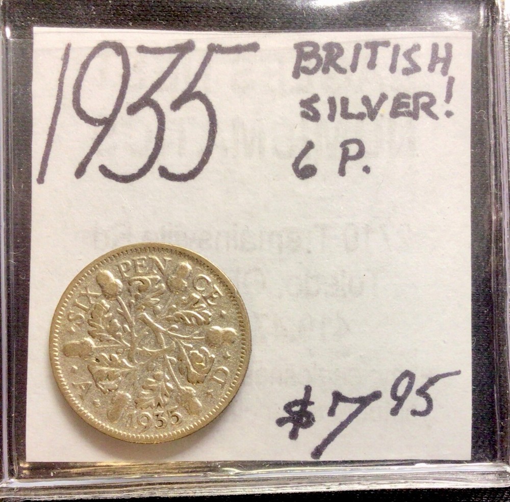 1935 British Silver! 6 Pence! ENN Coins