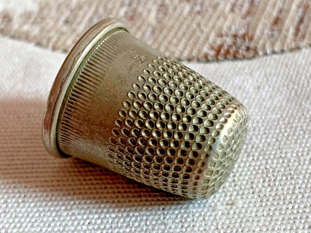 Antique English Solid Nickel Silver Sewing Thimble No.3