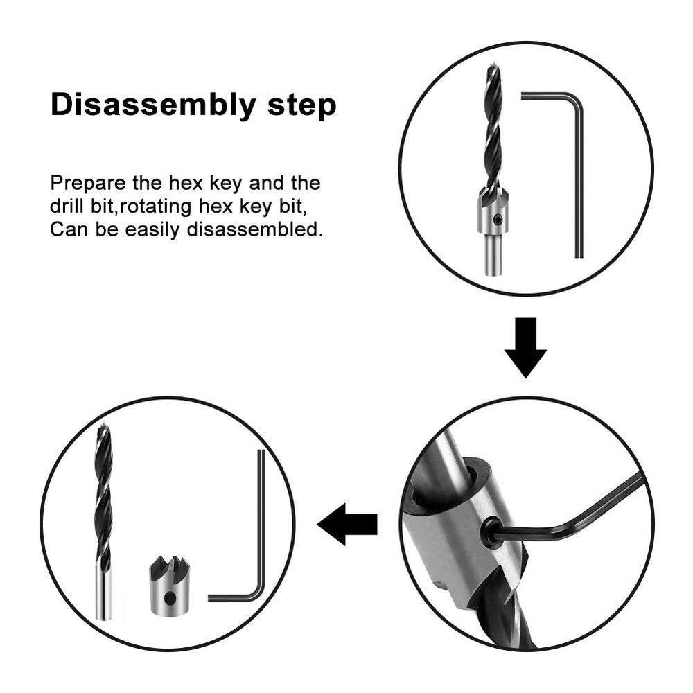 COMOWARE Countersink Drill Bits Set- 7Pcs Counter Sink Bit for Wood High...