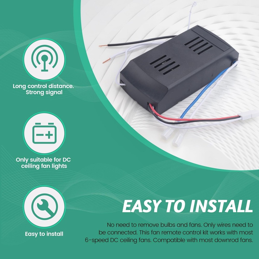 Universal Ceiling Fan Remote Control Kit 6 Speed Timer Light Control