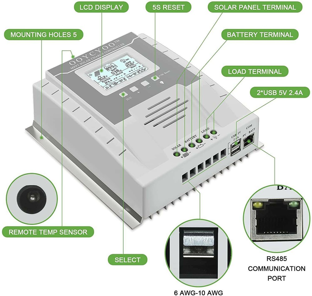 100A 80A 60A 40A MPPT Solar Panel Regulator Charge Controller Auto 12V 24V Y1