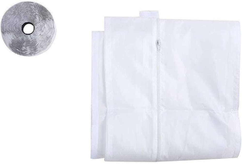 Universal AC Window Seal Fabric Zipper Closure Window AC Hose Outlet Seal, White