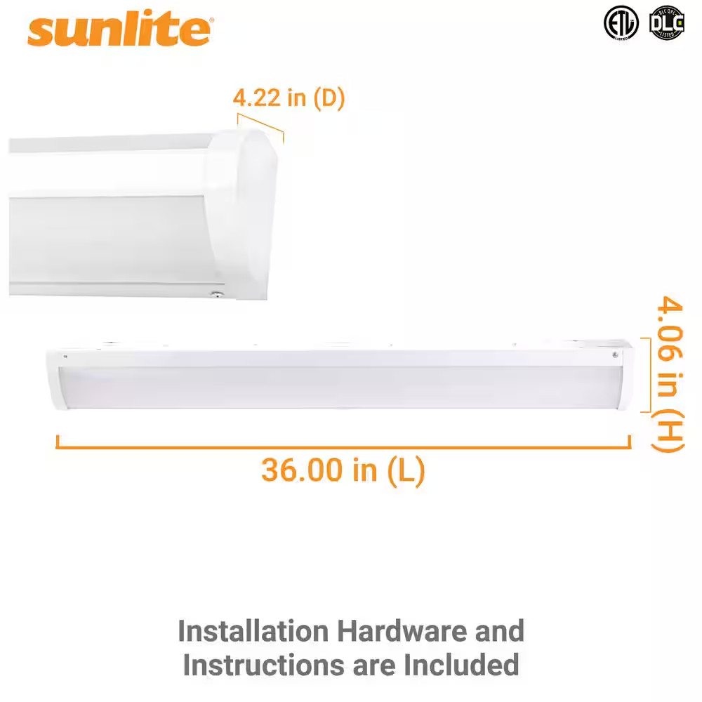 36 In. White Linear Bed Light Integrated LED Selectable Wattage Selectable CCT