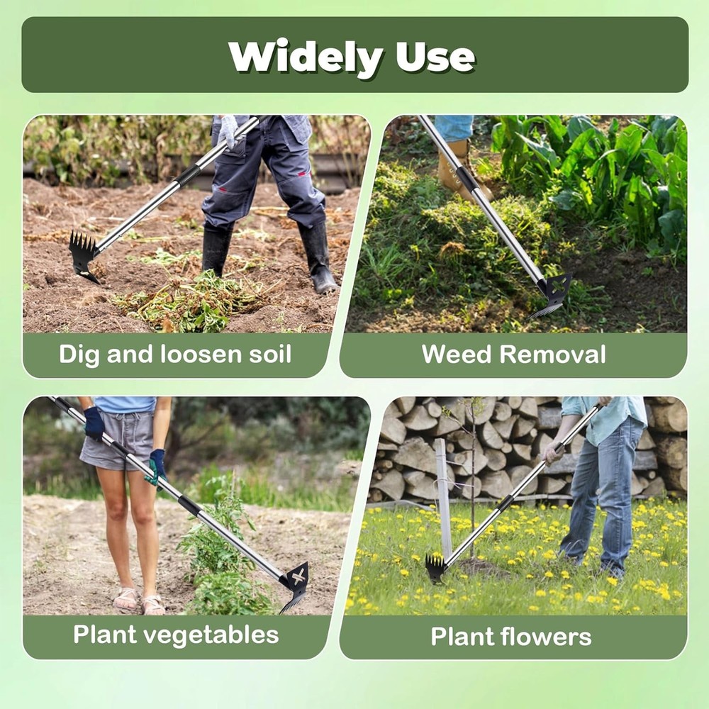 Weed Puller Tool W/ Long Handle 60" Manual Weeder Remover Tool 2 in 1 Hand Weed
