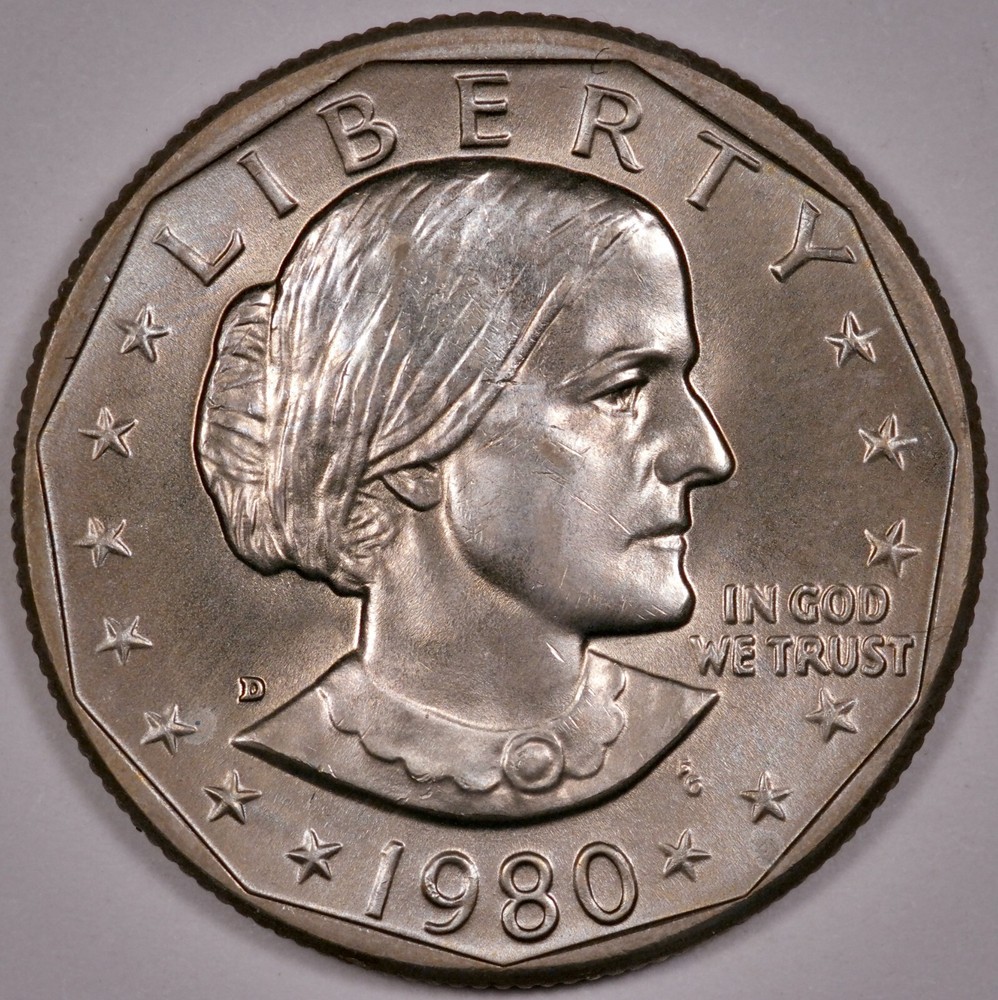 $1 1980 D Susan B Anthony SBA, uncirculated UNC toned (E122)