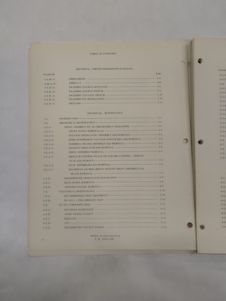 Bendix RT-221 Comm Receiver-Transmitter CNS-220 VHF Comm/Nav Maintenance Manual