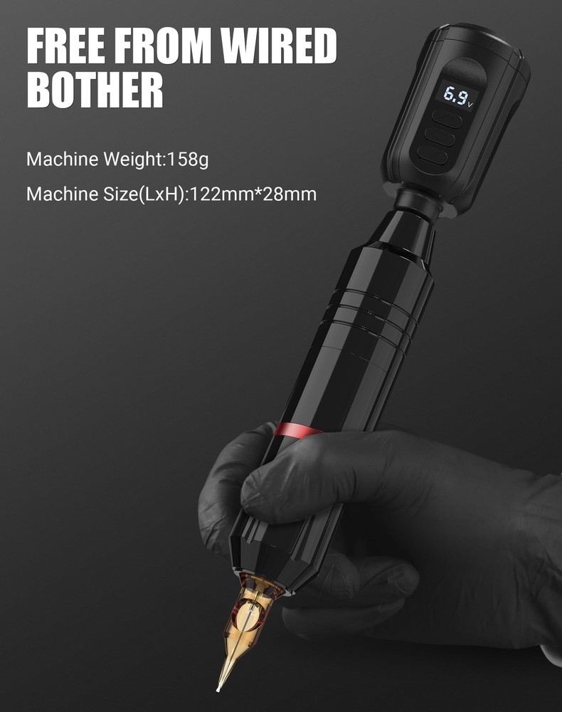 Complete Wireless Tattoo Kit with Machine, Needles, Inks, and Batteries