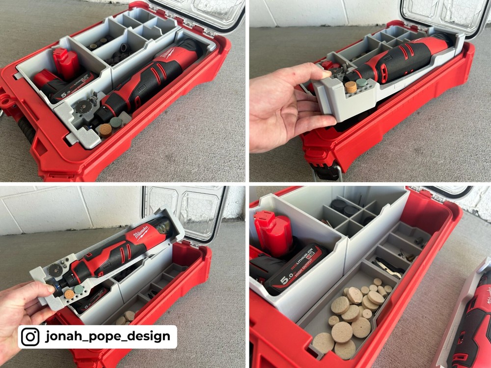 M12 Brushless Rotary Dremel Tool Insert For Milwaukee Packout (Insert Only)
