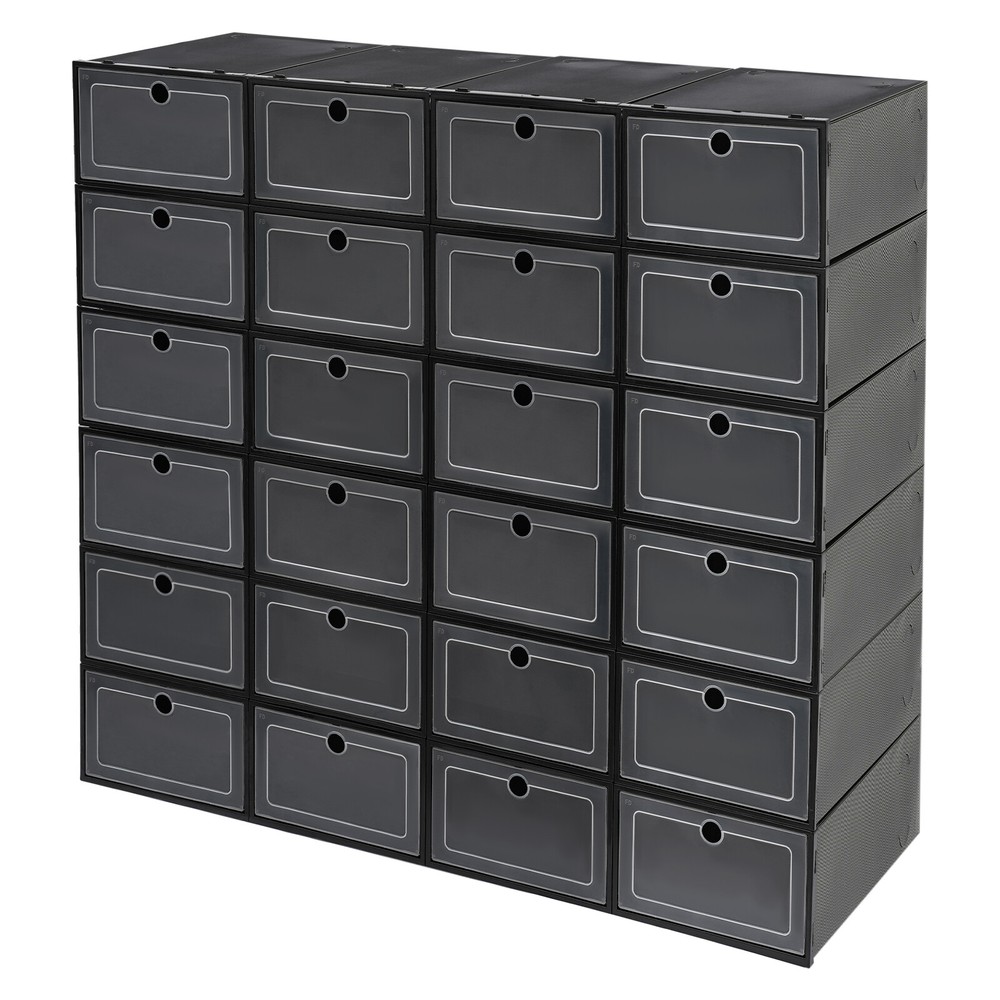 24 Pack Shoe Storage Boxes, Stackable Shoe Boxes, Shoe Storage Organizer NEW