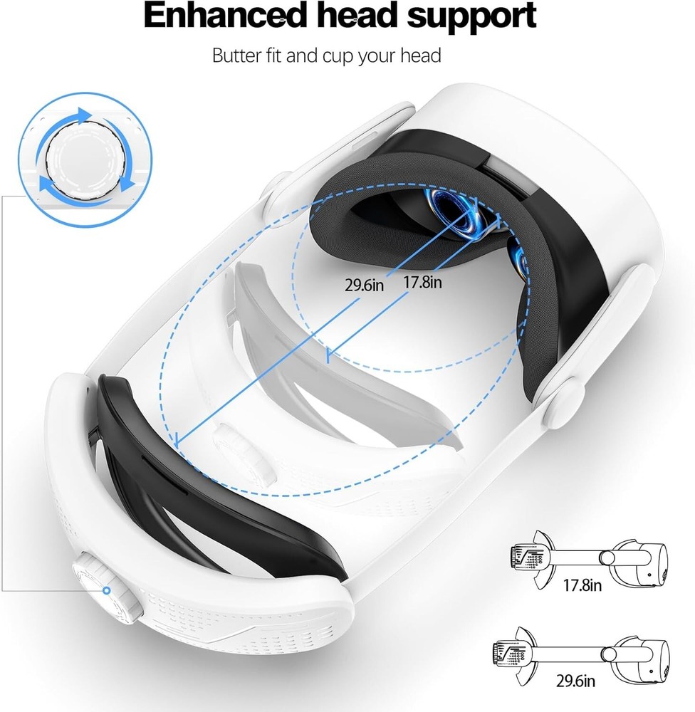 Head Strap for Meta Quest 3S Adjustable T3 Elite HeadStrap Replacement Q3S White