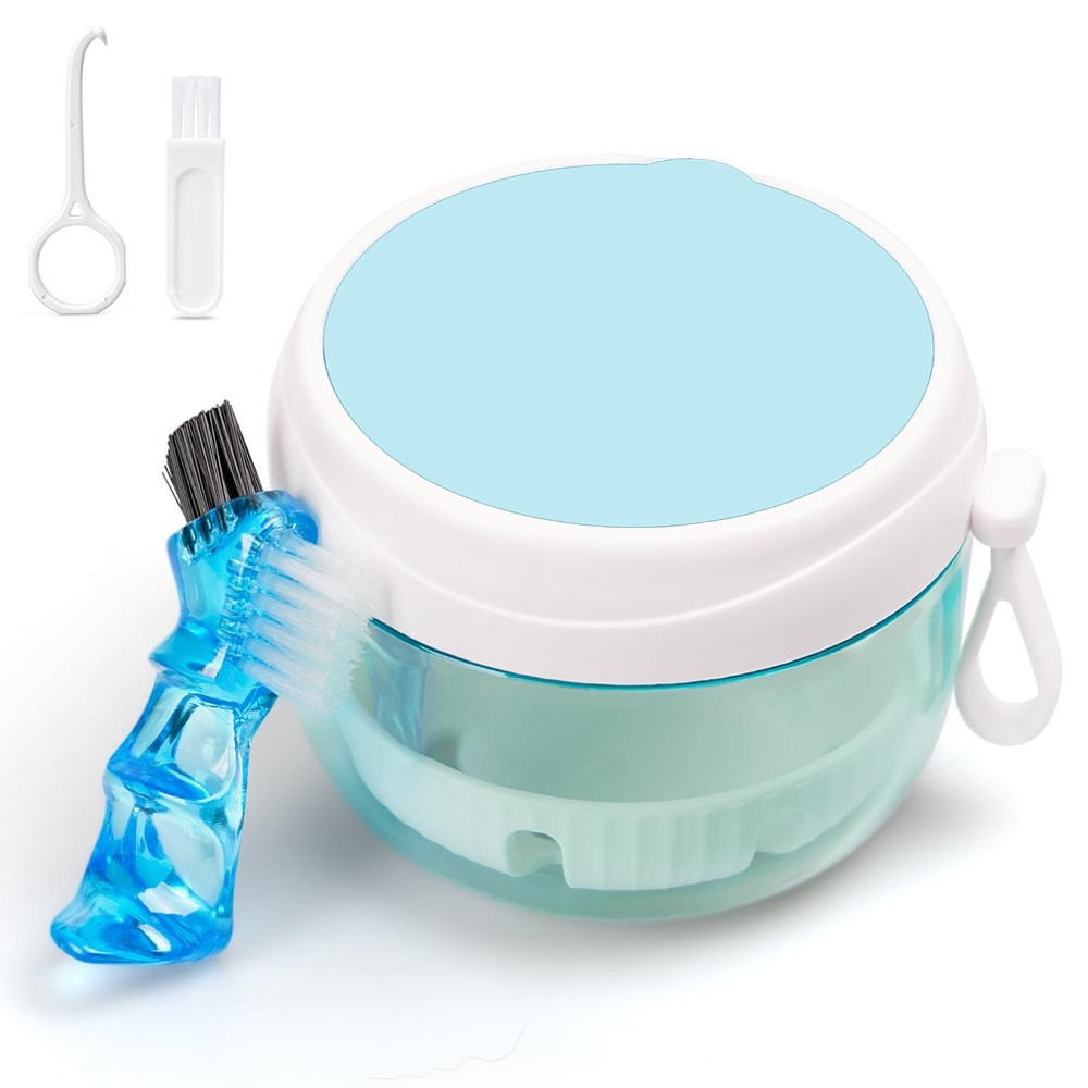 Denture Case, Leak Proof Bath Cup for Travel, Container White
