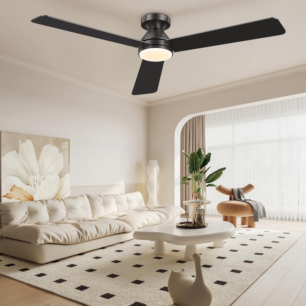 52 Inch Ceiling Fans with Lights, Remote Control, 3CCT, Dimmable&Adjustable W...