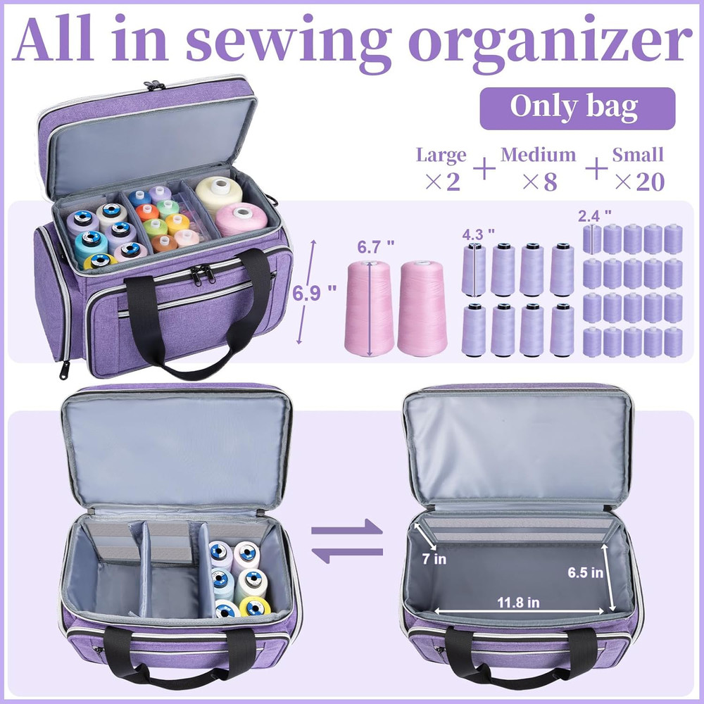Large Sewing Supplies Organizer, Double Layer Sewing Storage Organizer with Two