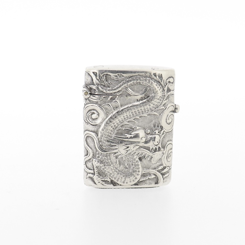 Antique Wang Hing Chinese Export Silver Vesta or Matchsafe