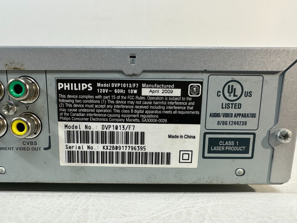 Philips Progressive scan DVD Player DVP1013 - no remote – WORKS!